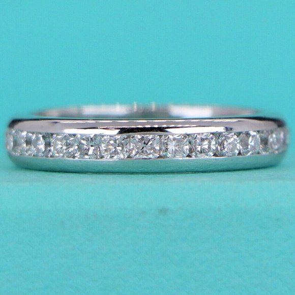 18120 Tiffany & Co. Lucida Diamond 4mm Eternity Platinum Wedding Ring Band 7.5 - Picture 1 of 6